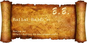 Ballai Baján névjegykártya